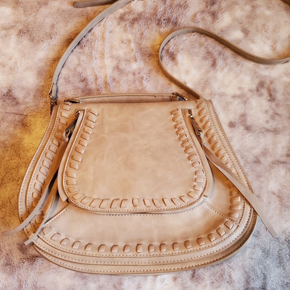 Highland Faux Leather Natural Cream Shouldner Bag